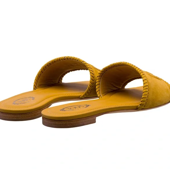 Tod’s Yellow Calf leather mules with double T embroidered - Picture 3 of 9